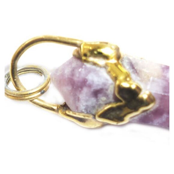 Rose Quartz/ Lapis /Gold faceted Pendant 1.5" - Picture 4 of 4